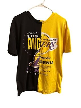 YR Los Angeles Lakers Split Design T-Shirt in Black & Yellow XL